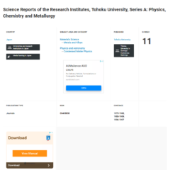 Science Reports of the Research Institutes Tohoku University Series A Physics Chemistry